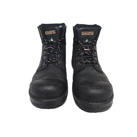 Dakota Men\'s 6\'\' 877 Steel Toe Steel Plate Work Boots Black Leather Size 10M